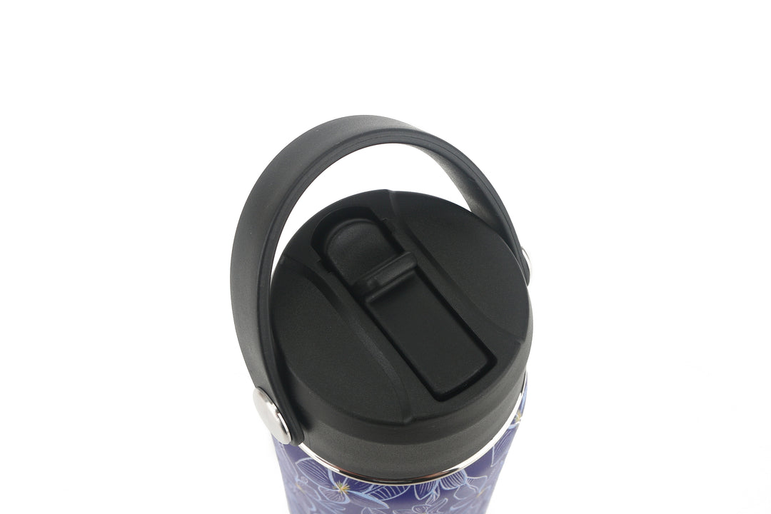 Insulated Water Bottle 12oz Plumeria Blue