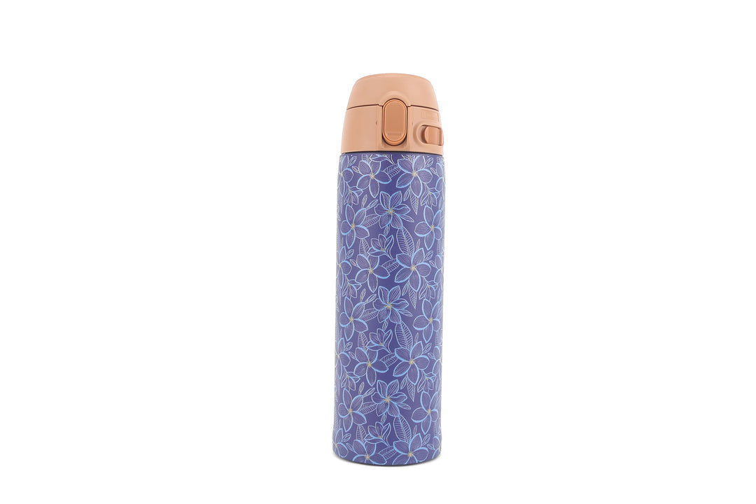 Insulated Water Bottle 15oz Plumeria Blue
