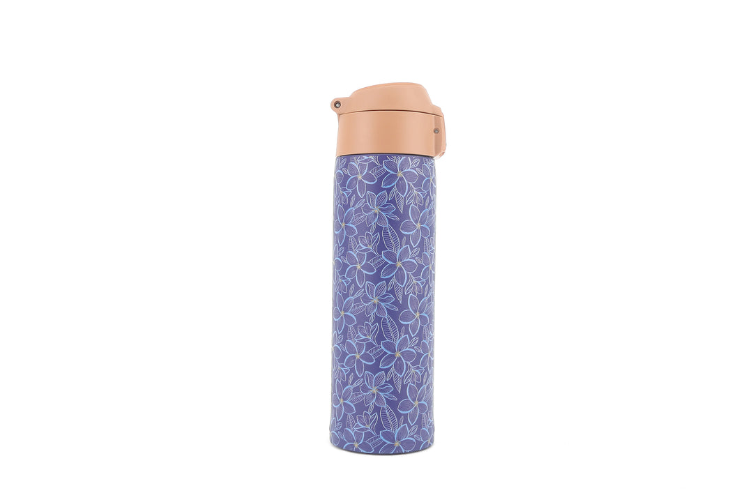Insulated Water Bottle 15oz Plumeria Blue