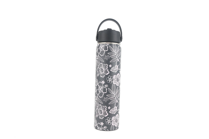 Insulated Water Bottle 24oz Cherry Blossom Pink Grey