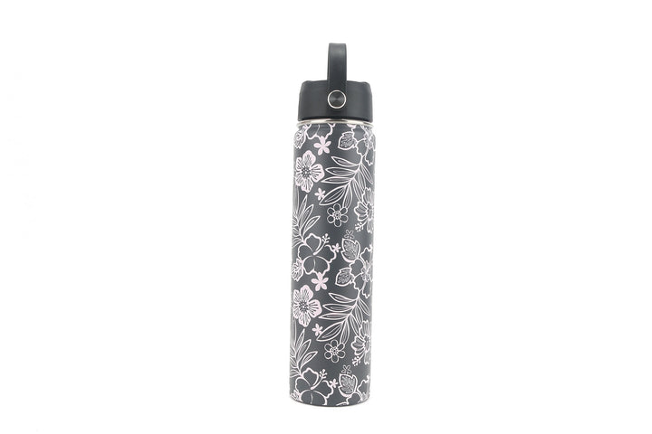 Insulated Water Bottle 24oz Cherry Blossom Pink Grey