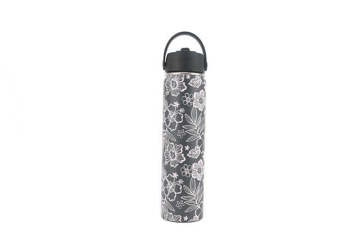 Insulated Water Bottle 24oz Cherry Blossom Pink Grey