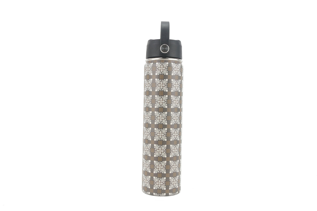 Insulated Water Bottle 24oz Quilt Palaka Brown