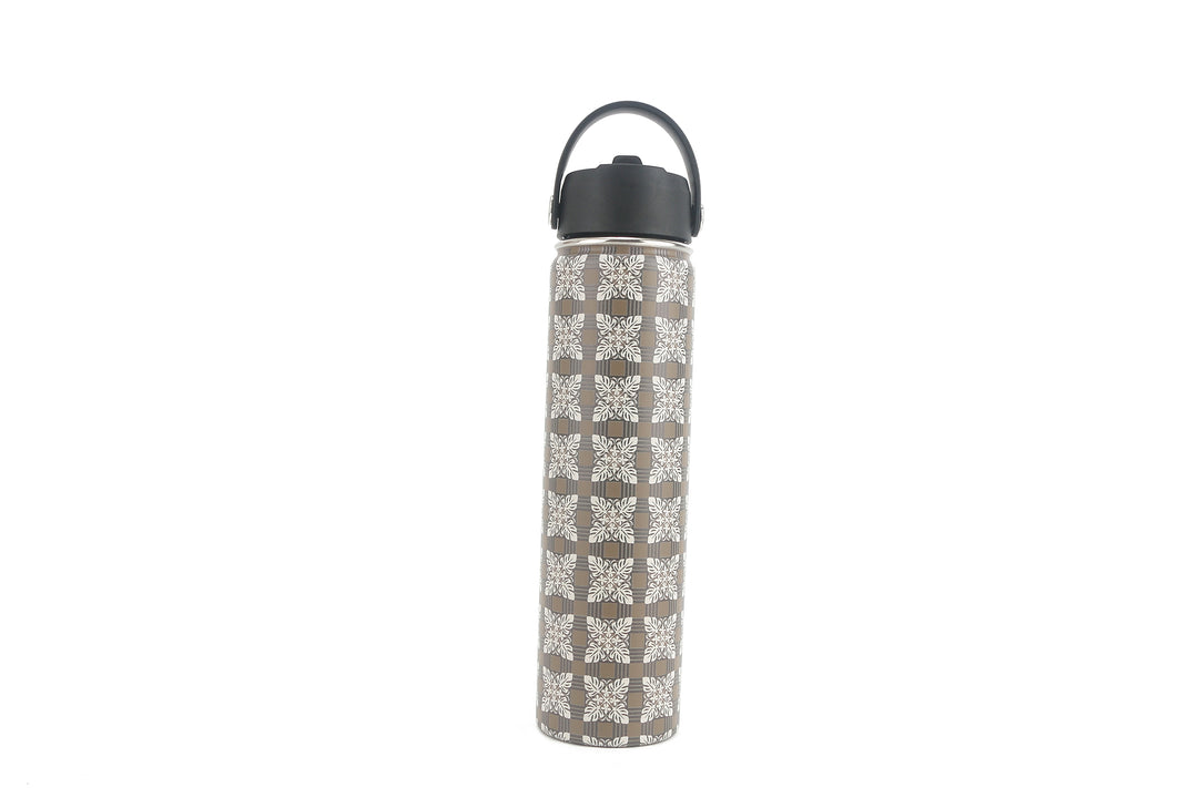Insulated Water Bottle 24oz Quilt Palaka Brown