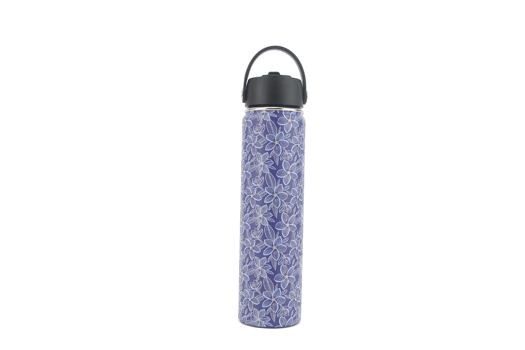 Insulated Water Bottle 24oz Plumeria Blue