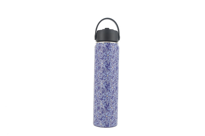 Insulated Water Bottle 24oz Plumeria Blue