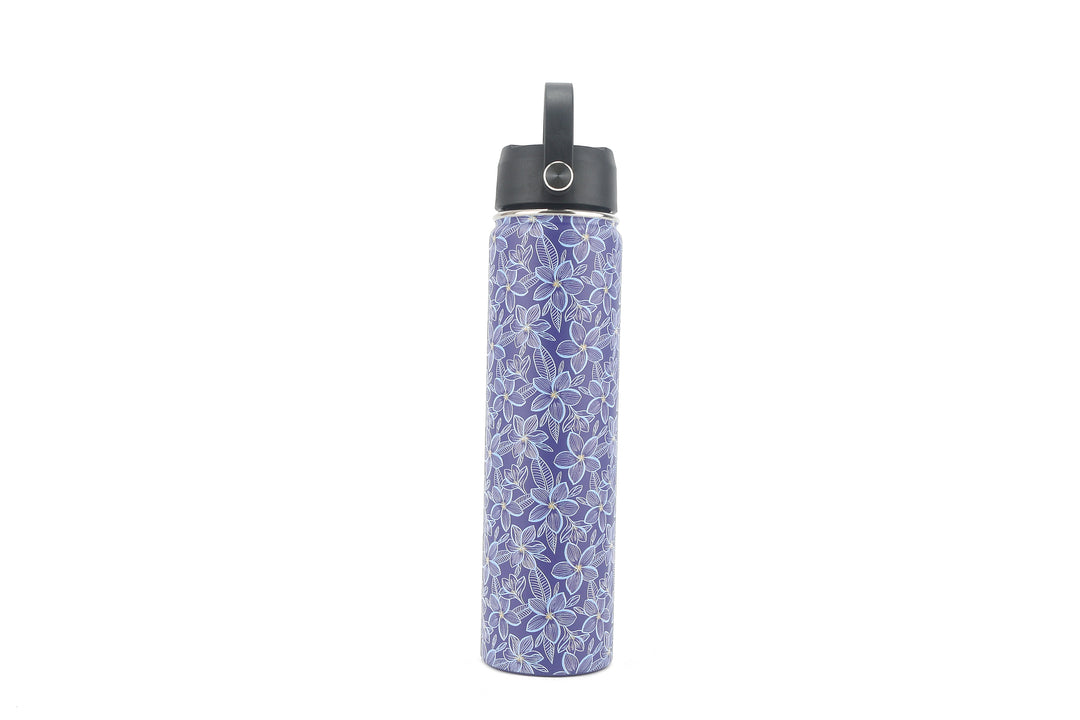 Insulated Water Bottle 24oz Plumeria Blue