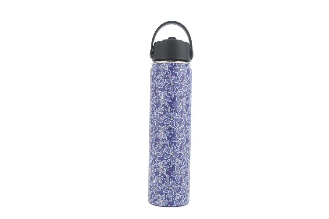 Insulated Water Bottle 24oz Plumeria Blue