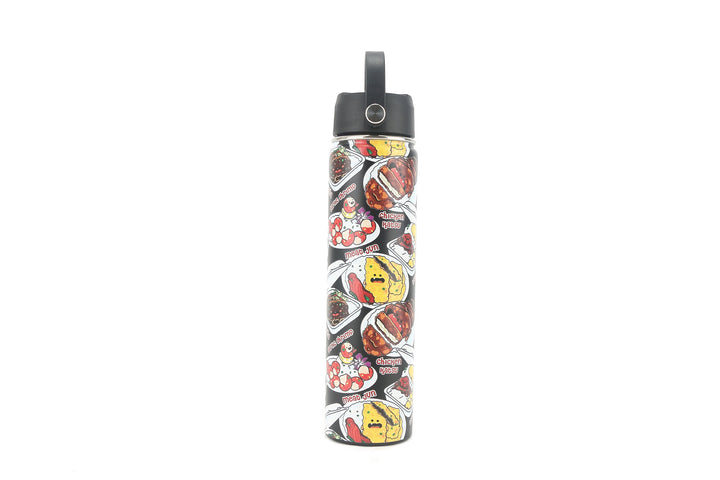 Insulated Water Bottle 24oz Plate Lunch Black