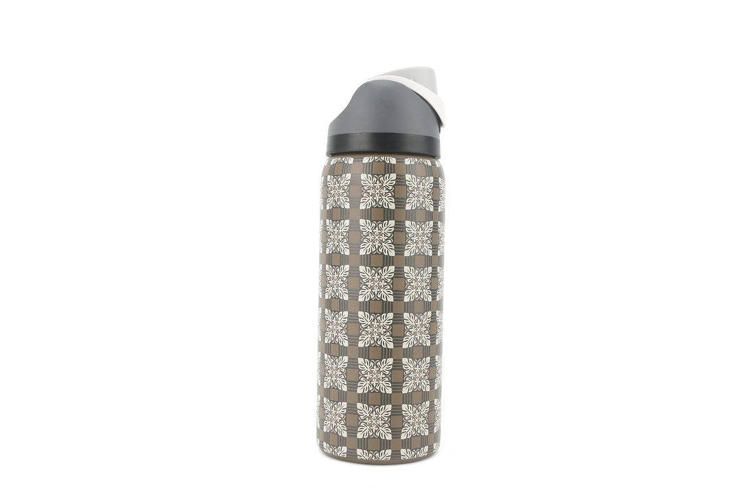 Insulated Water Bottle 32oz Snap Quilt Palaka Brown