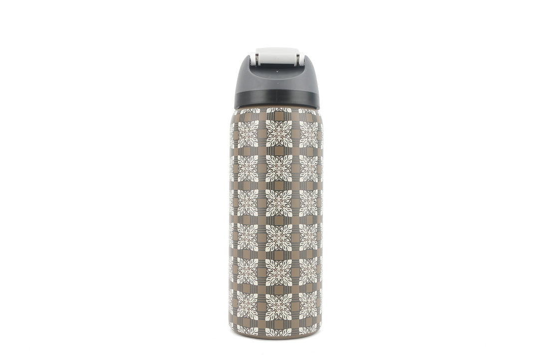 Insulated Water Bottle 32oz Snap Quilt Palaka Brown