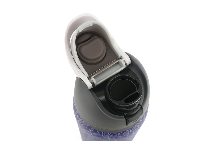 Insulated Water Bottle 32oz Snap Plumeria Blue