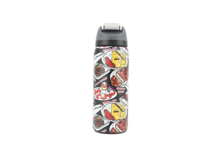 Insulated Water Bottle 32oz Snap Plate Lunch Black