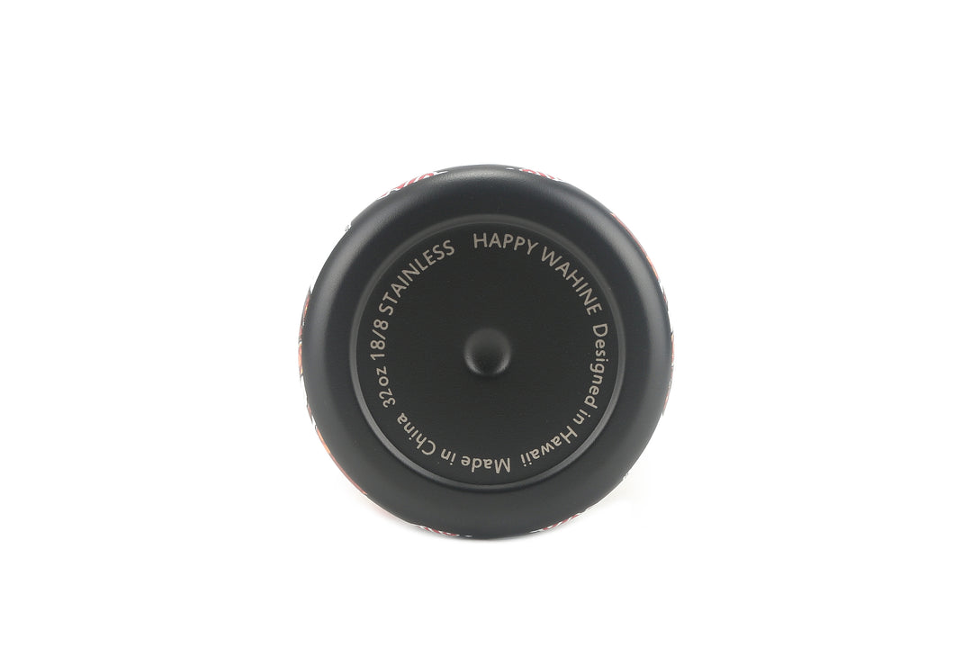 Insulated Water Bottle 32oz Snap Plate Lunch Black
