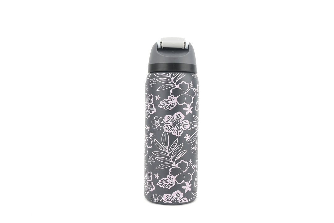 Insulated Water Bottle 32oz Snap Cherry Blossom Grey