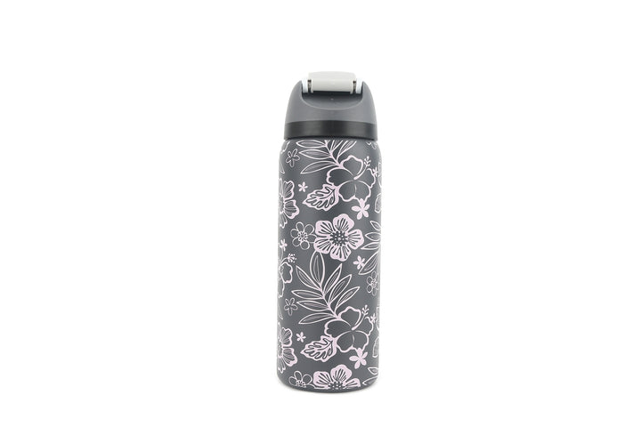 Insulated Water Bottle 32oz Snap Cherry Blossom Grey