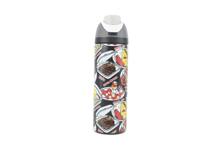 Insulated Water Bottle 24oz Snap Plate Lunch Black