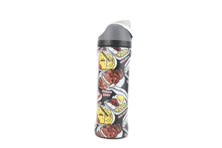Insulated Water Bottle 24oz Snap Plate Lunch Black