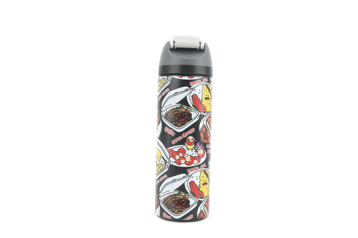 Insulated Water Bottle 24oz Snap Plate Lunch Black