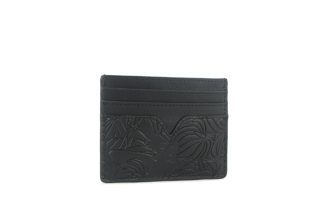 Card Case Meilany Anthurium Embossed Black