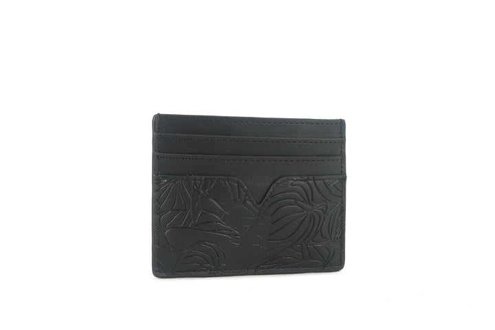 Card Case Meilany Anthurium Embossed Black