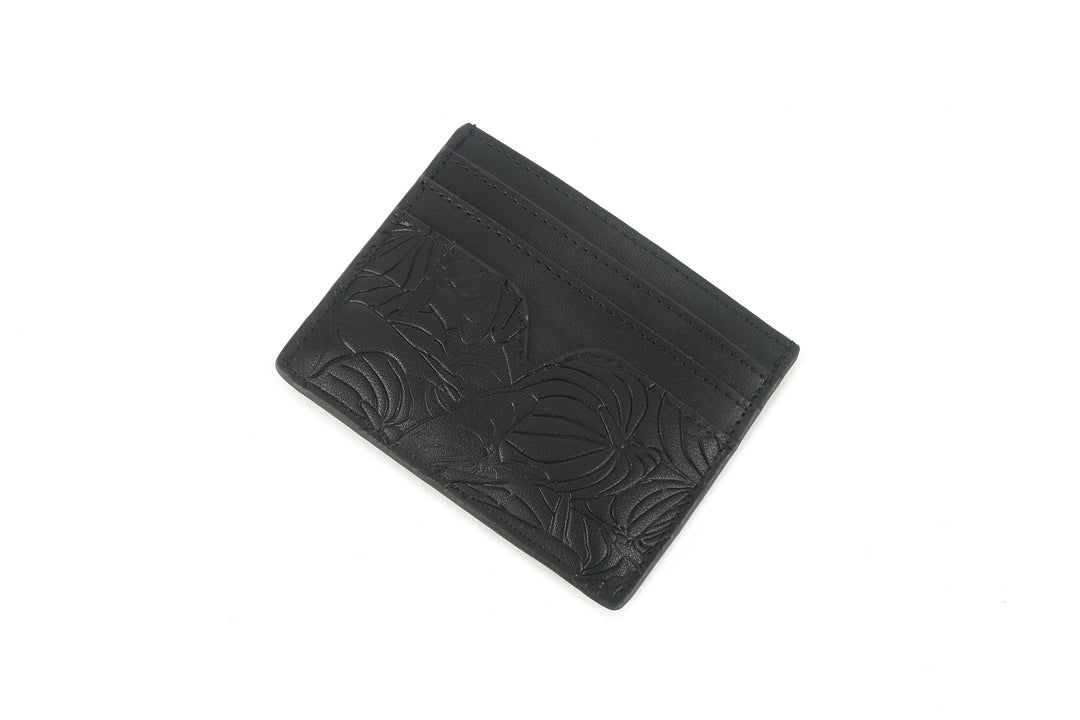 Card Case Meilany Anthurium Embossed Black