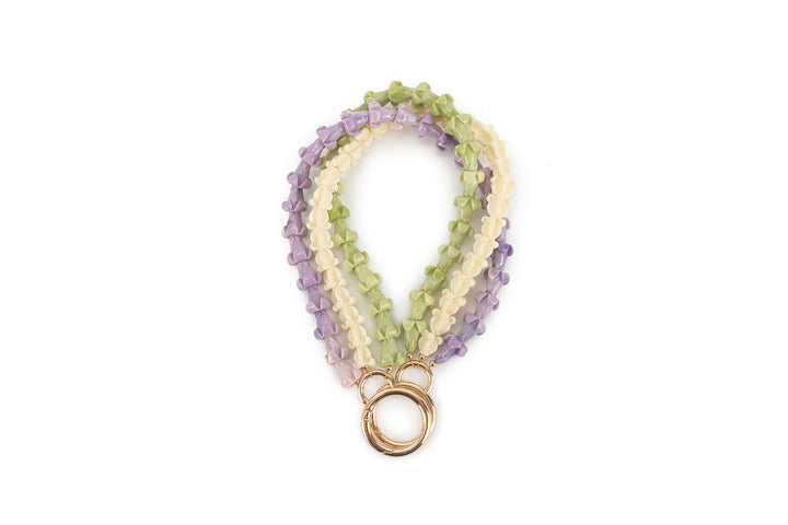 Lei Deco Charm 3-std White Crown Purple Green Puakenikeni