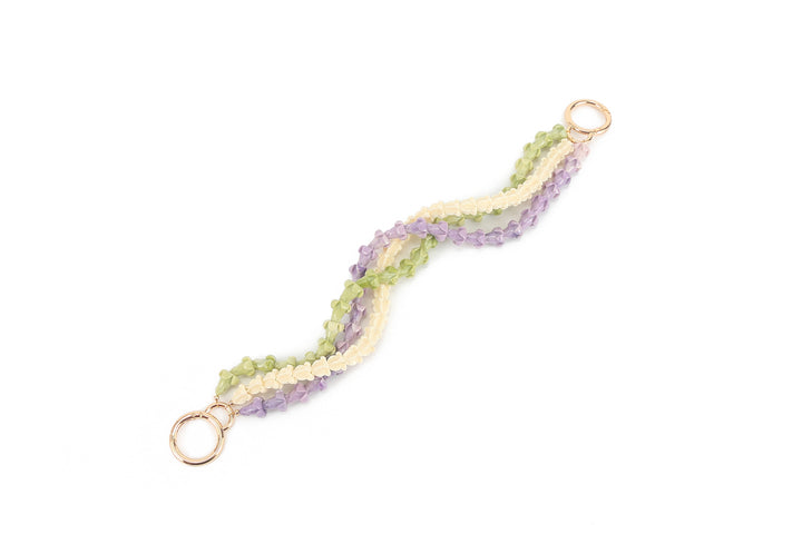 Lei Deco Charm 3-std White Crown Purple Green Puakenikeni