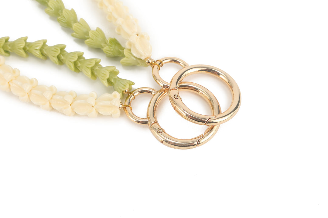 Lei Deco Charm 2-std Crownflower White Pakalana Green