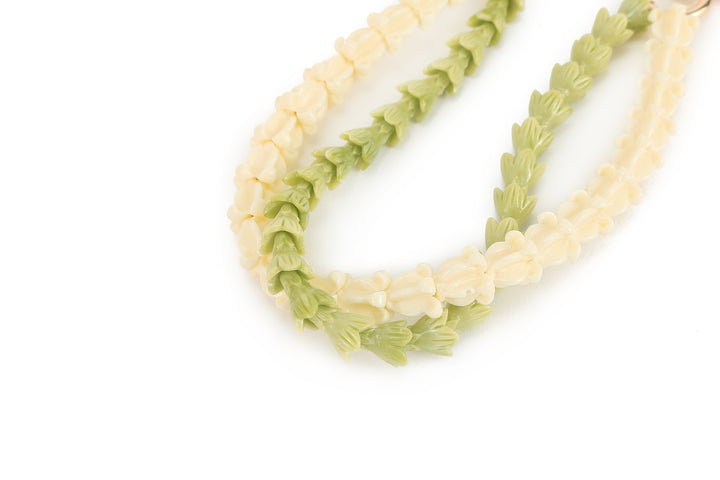 Lei Deco Charm 2-std Crownflower White Pakalana Green
