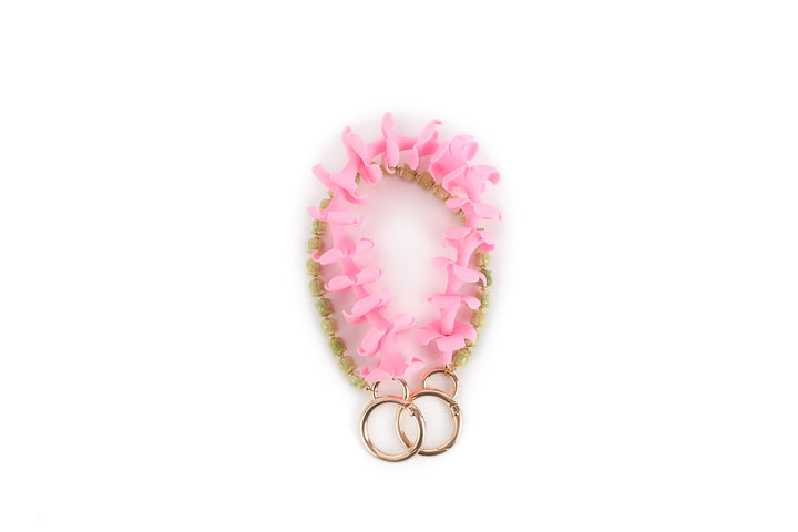 Lei Deco Charm 2-std Puakenikeni Pink Pikake Green 13.5"