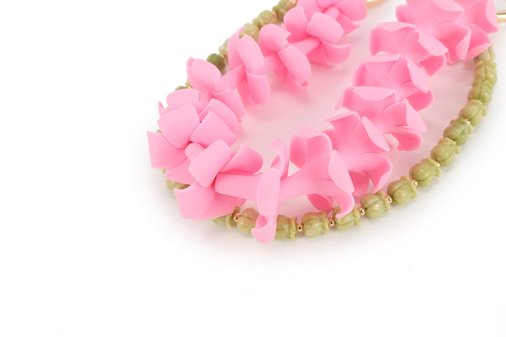 Lei Deco Charm 2-std Puakenikeni Pink Pikake Green 13.5"
