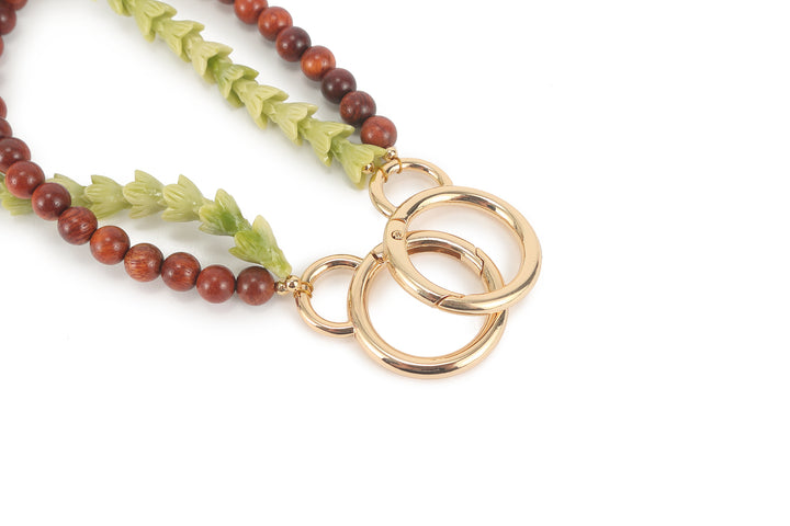 Lei Deco Charm 2-std Green Pakalana Wood Bead