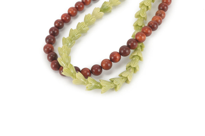 Lei Deco Charm 2-std Green Pakalana Wood Bead