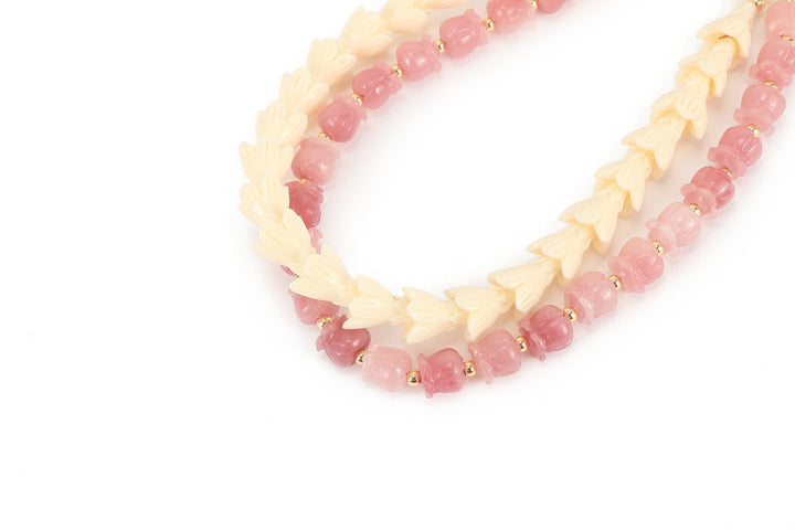 Lei Deco Charm 2-std Rose Pikake White Pakalana