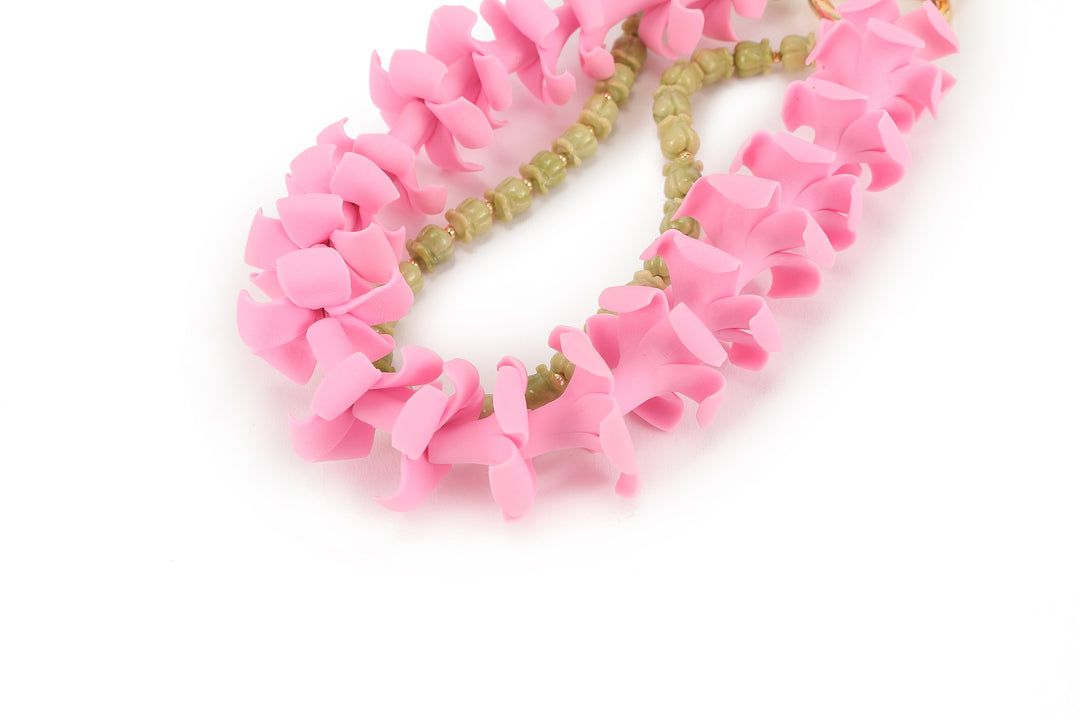 Lei Deco Charm 2-std Puakenikeni Pink Pikake Green 16.5"