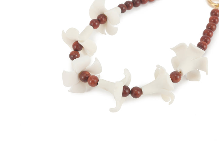 Lei Deco Charm 1-std 6 Puakenikeni White Wood Bead