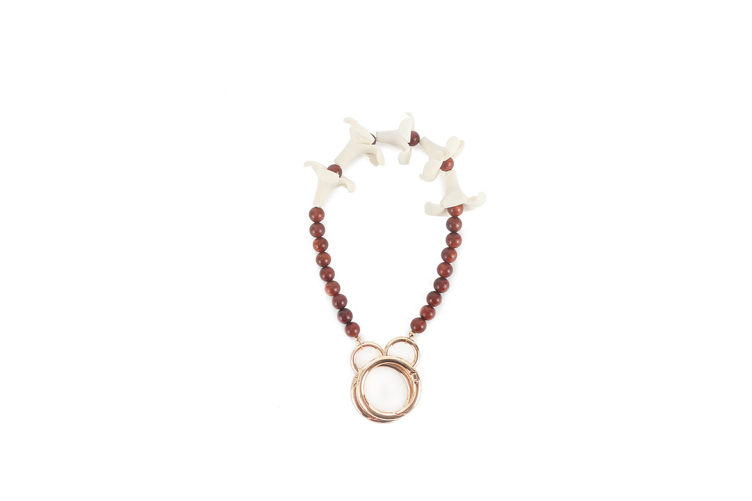 Lei Deco Charm 1-std 5 Puakenikeni White Wood Bead