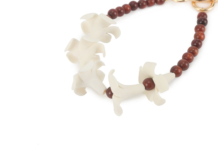 Lei Deco Charm 1-std 5 Puakenikeni White Wood Bead