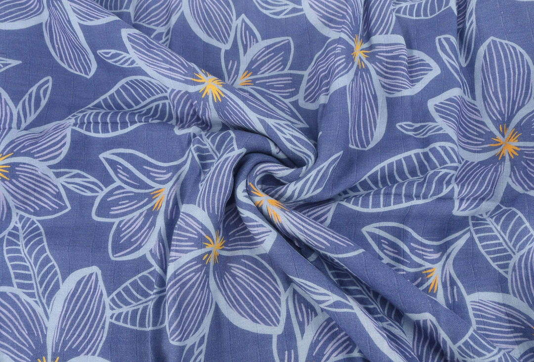 Luxury Bamboo Blanket Plumeria Blue