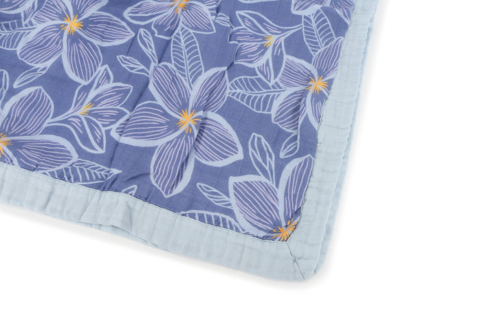 Luxury Bamboo Blanket Plumeria Blue