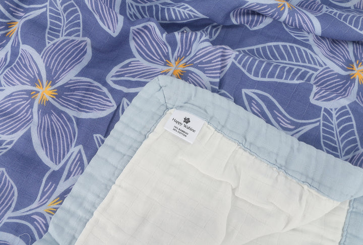 Luxury Bamboo Blanket Plumeria Blue