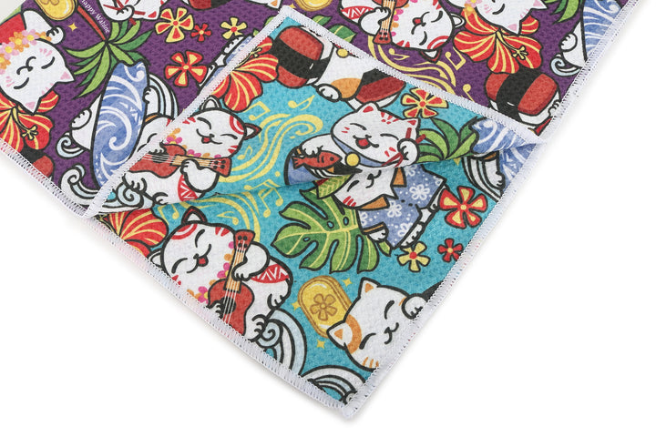 Multi-Purpose Waffle Kitchen Towel Neko Teal
