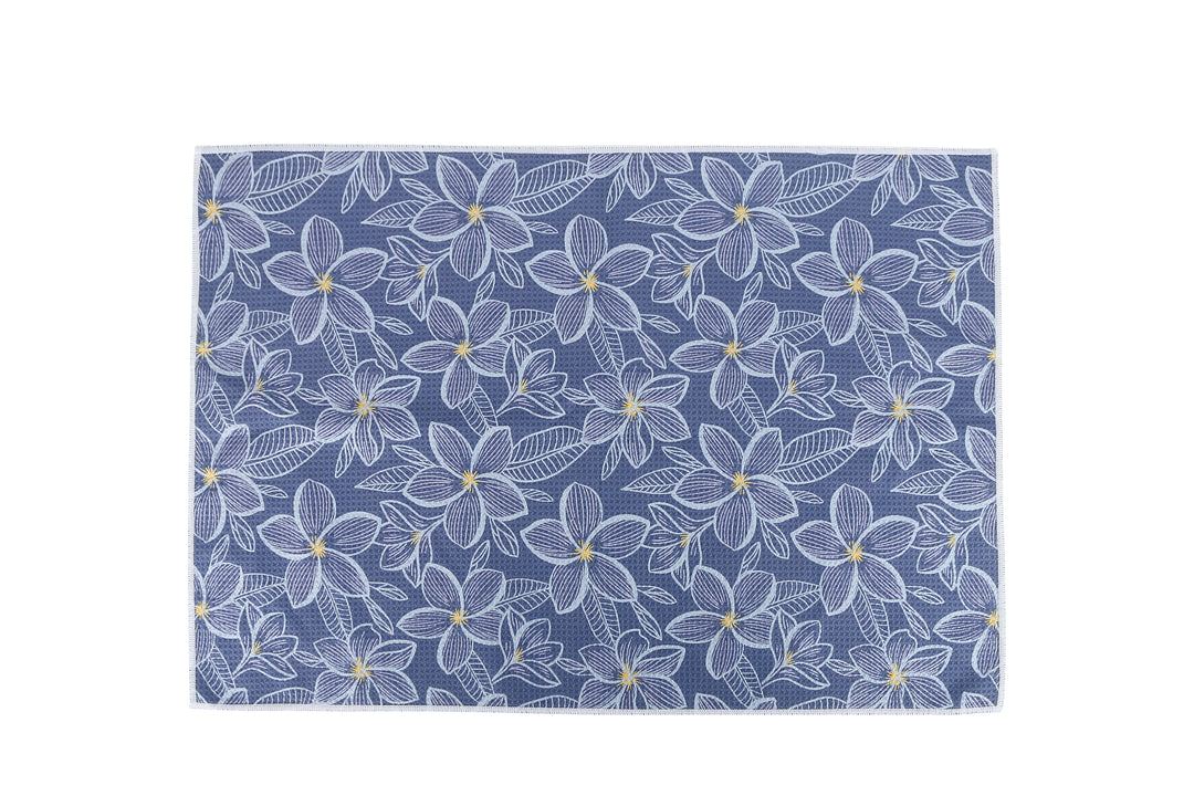 Multi-Purpose Waffle Kitchen Towel Plumeria Blue