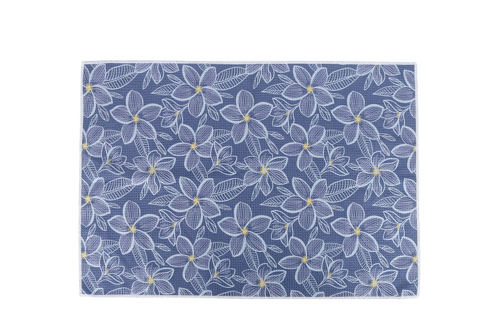 Multi-Purpose Waffle Kitchen Towel Plumeria Blue