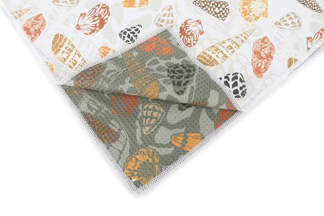 Multi-Purpose Waffle Kitchen Towel Cone Shells White Grey