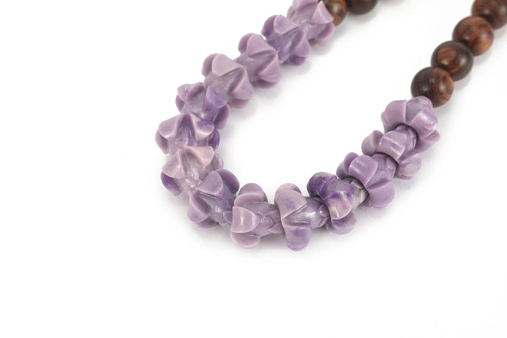 Lei Deco Charm 1-std Purple Puakenikeni Wood Bead