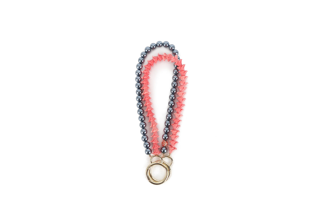 Lei Deco Charm 2-std Pink Pakalana Grey Pearl