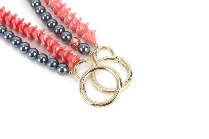 Lei Deco Charm 2-std Pink Pakalana Grey Pearl