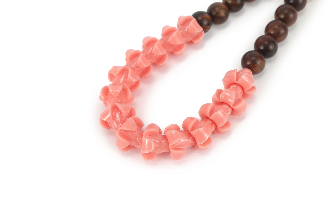 Lei Deco Charm 1-std Peach Puakenikeni Wood Beads